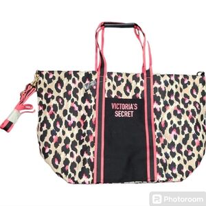 Victoria's Secret Leopard Print Tote Bag - Pink and Black